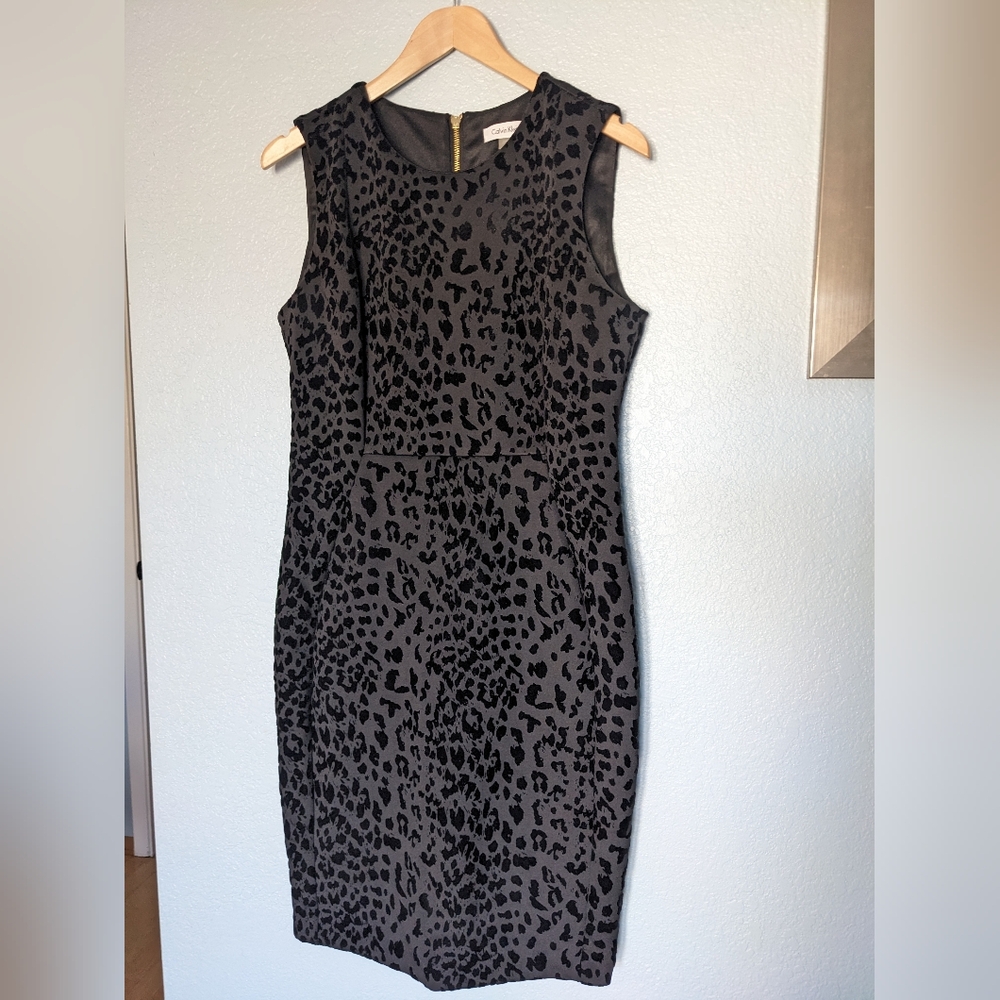Calvin Klein Black Animal Print Midi Dress